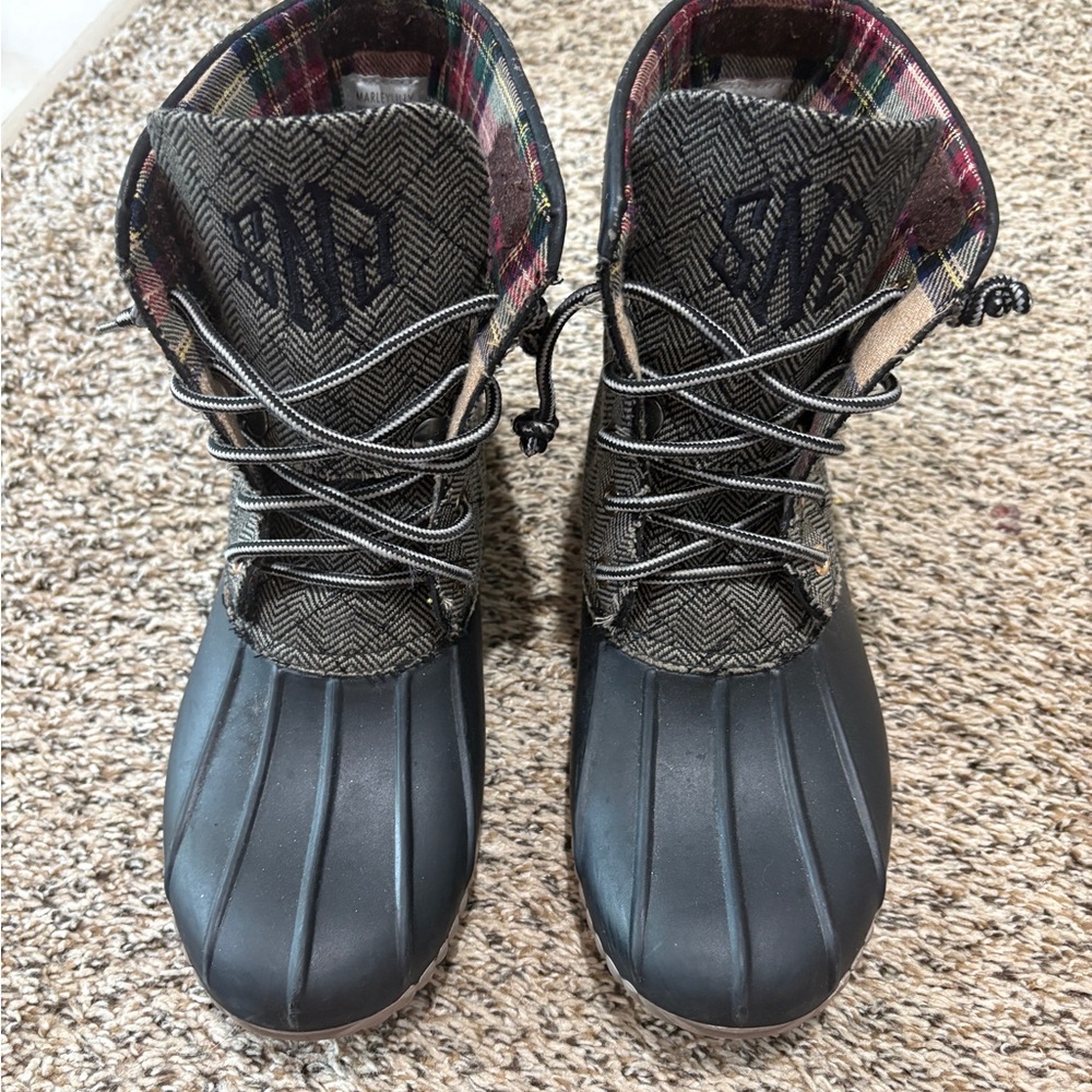 Marleylilly Embroidered Duck Boots with initials SJN